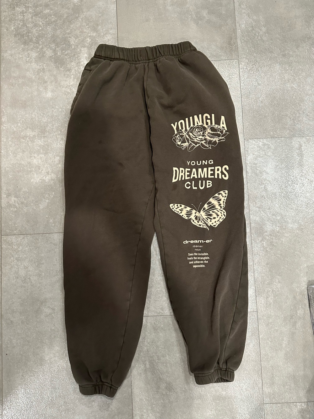 YoungLA brown Sweatpants with Cream Graphic